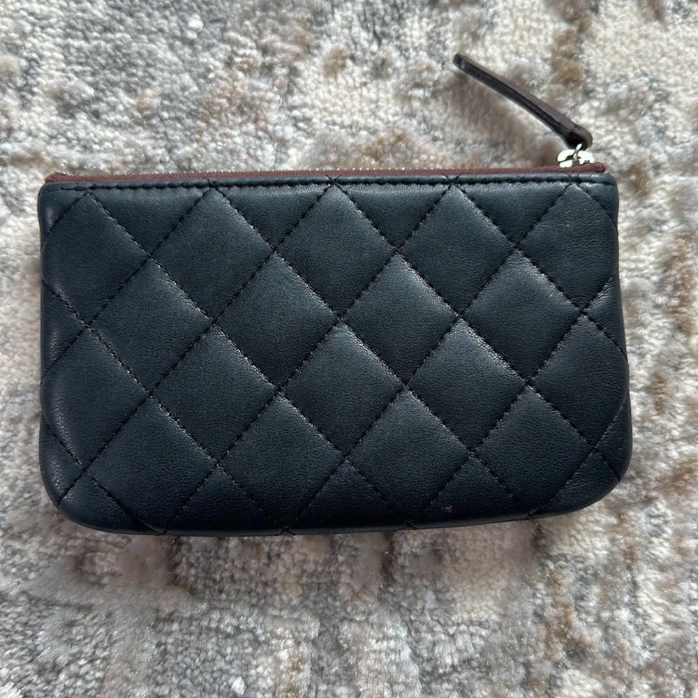 Chanel Black Quilted Lambskin Leather Small Cosmetic Pouch with Silver Hardware - Picture 2 of 7
